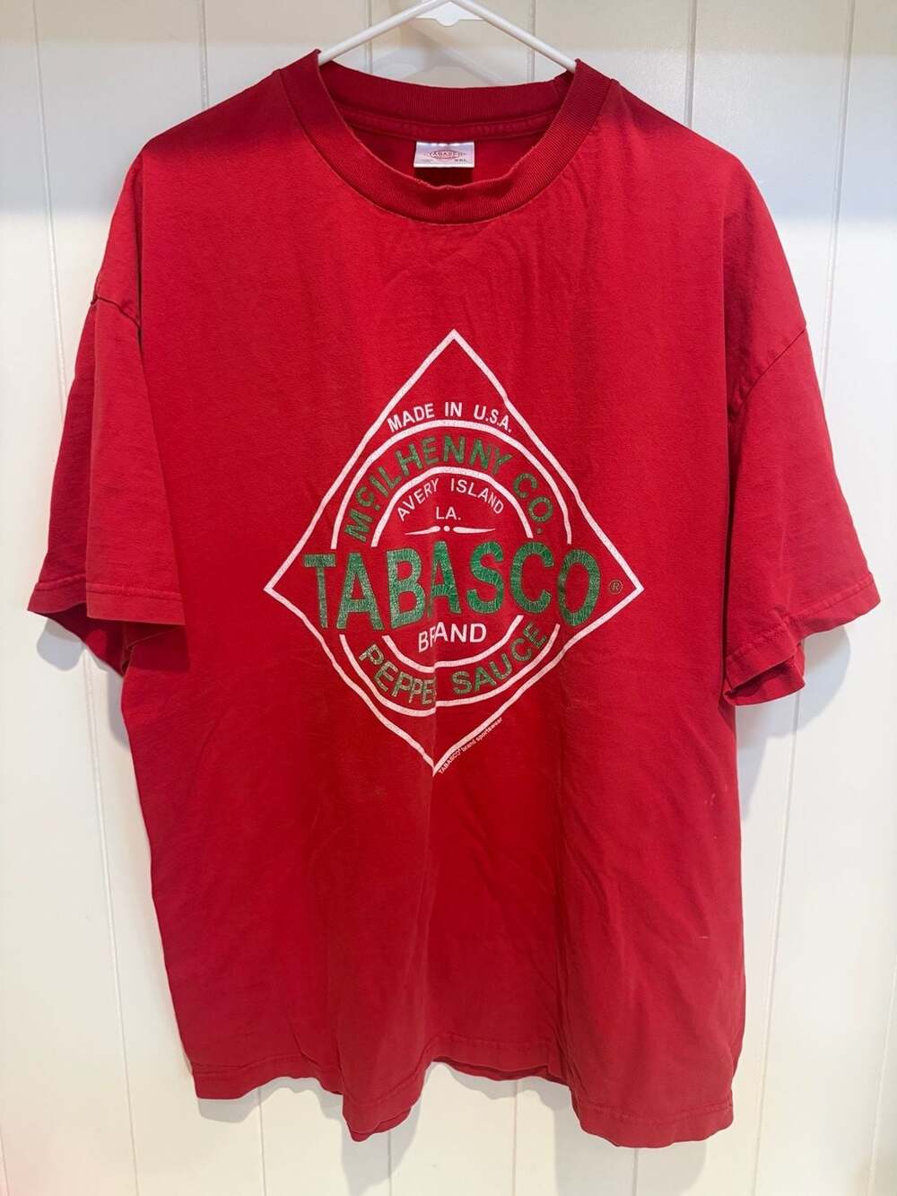 Vintage Tabasco Brand Sportswear Graphic T-Shirt Size XXL Red